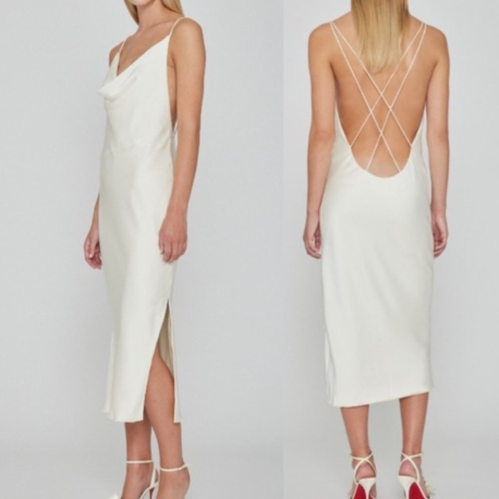 ROTATE Grace draped midi dress